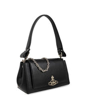 Vivienne Westwood Hazel Medium Handbag, Black - with silver ORB PU Grain