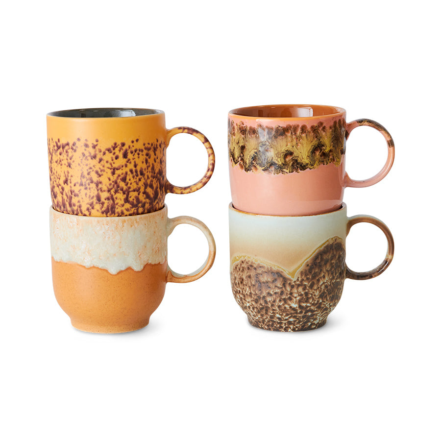 HK Living : 70s ceramics : cafe mugs cape set of 4