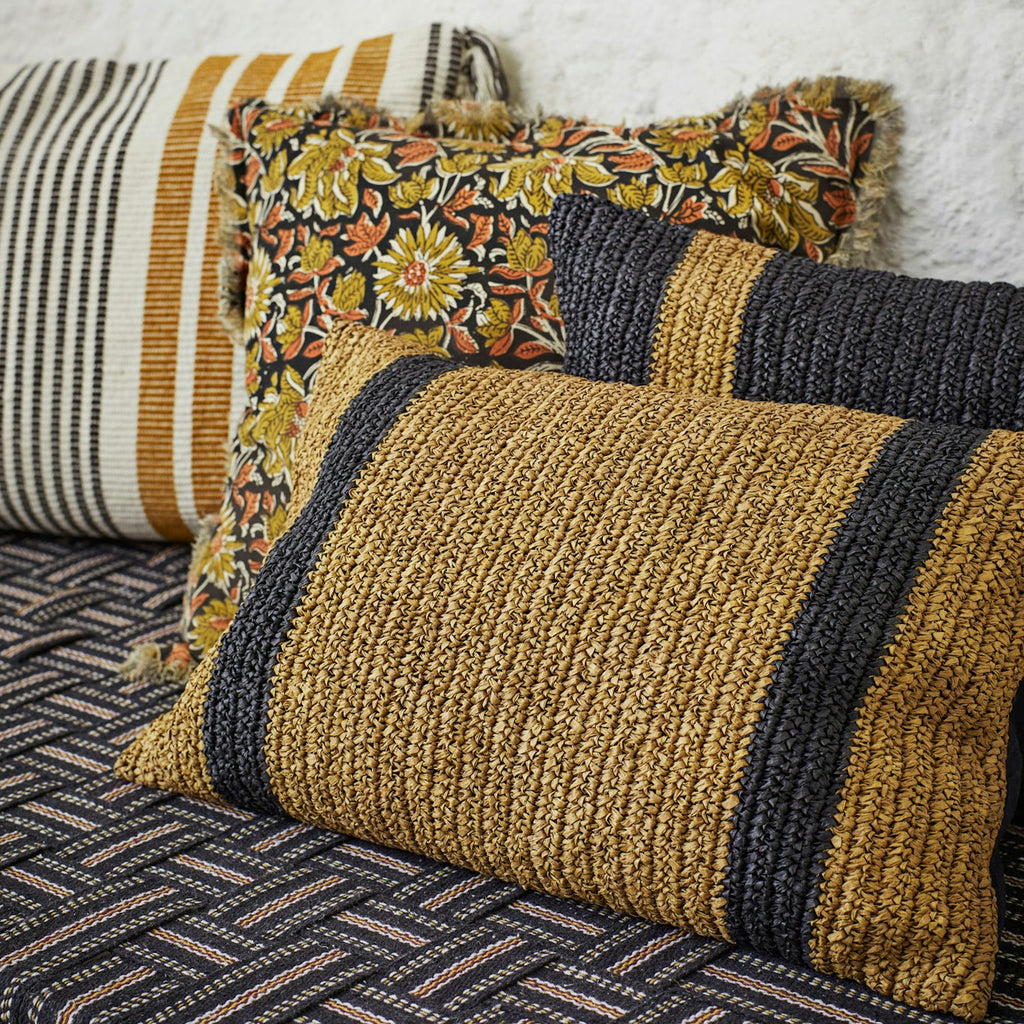 Raffia Cushion Cover - 40x60 Black