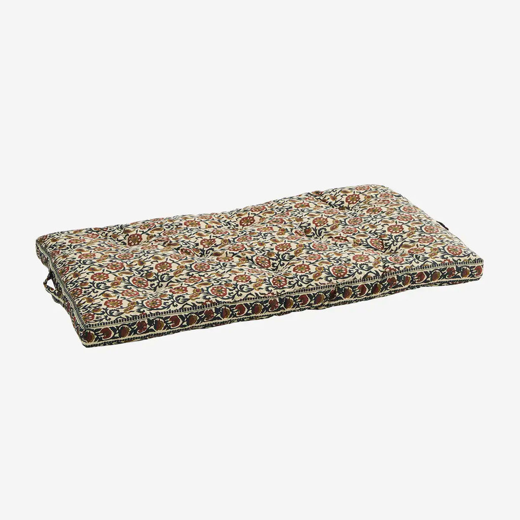 Madam Stoltz Printed Cotton Mattress - Sand, grey, tomato, mustard