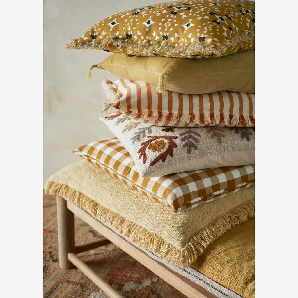 Madam Stoltz Striped Cotton Mattress - Mustard, rust, off white