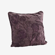 Applique cushion cover washed plum