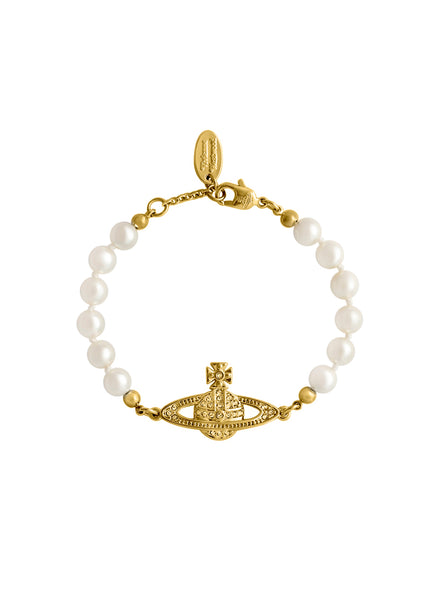 Vivienne Westwood Mini Bas Relief Bracelet- Pearl Gold